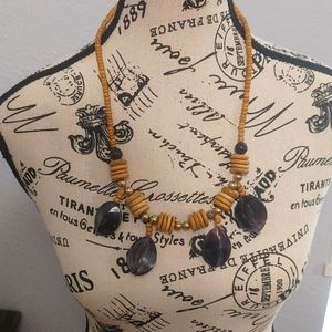 Bead and wood necklace